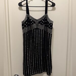 Susana Monaco Silver Studded Black Mini Dress